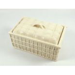 First Period Belleek porcelain basket weave and wheat design covered box, printed mark, 19 cm
