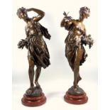 Mathurin Moreau (French,1822-1912) A pair of bronze figures emblematic of the seasons 'Spring'