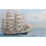 Trevor Covey (20th century), a clipper on the high seas, oil on canvas, signed, 49 cm x 75 cm,