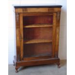 A Victorian walnut, ebonised marquetry inlaid and boxwood lined pier cabinet with applied mounts,