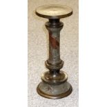 Japanese Meiji period bronze jardinière stand, the circular top with lily pad motif raised on a