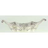 Late Victorian silver boat shaped sweetmeat dish with pierced, chased and embossed floral