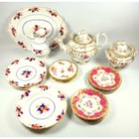 An early Victorian porcelain two piece tea set comprising teapot and sucrier decorated with floral