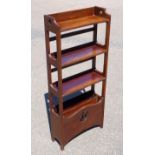 1920?s oak open bookcase/magazine rack, the galleried top with quatrefoil pierced decoration over