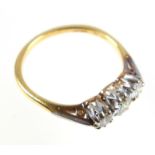 18ct gold Engagement ring, size Q, set three diamonds, approx. 0.5ct, 2.9 grams