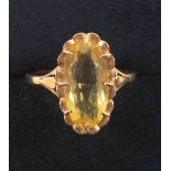 9ct gold ring set citrine 14 x 7mm, by J H, 9ct signet ring by H G & S, Birmingham 1926, and a