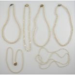 Two cultured pearl necklaces and 4 freshwater pearl necklaces (6)