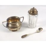 William IV cut fluted glass mustard pot with silver mounted cover, by JW, EH, Sheffield 1838, H