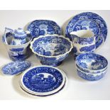 Copeland Spode blue and white Italian pattern tableware, comprising 2 octagonal dishes, W. 37.5 cm