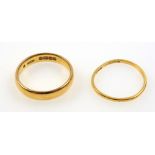 22ct gold wedding ring by C G & S, Birmingham 1935, and a smaller 22ct ring, 5.9grs (2)