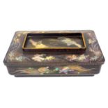 A 19th century Japanese Meiji period lacquered and abalone, mother of pearl rectangular box with