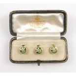 Of Royal interest: Set of three 18ct gold dress studs, each with white enamelled Prince of Wales’s