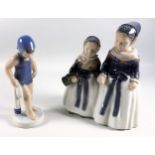 Royal Copenhagen figurine 1316 of two Amager girls. 19cm tall. Royal Copenhagen figurine 4529 of a