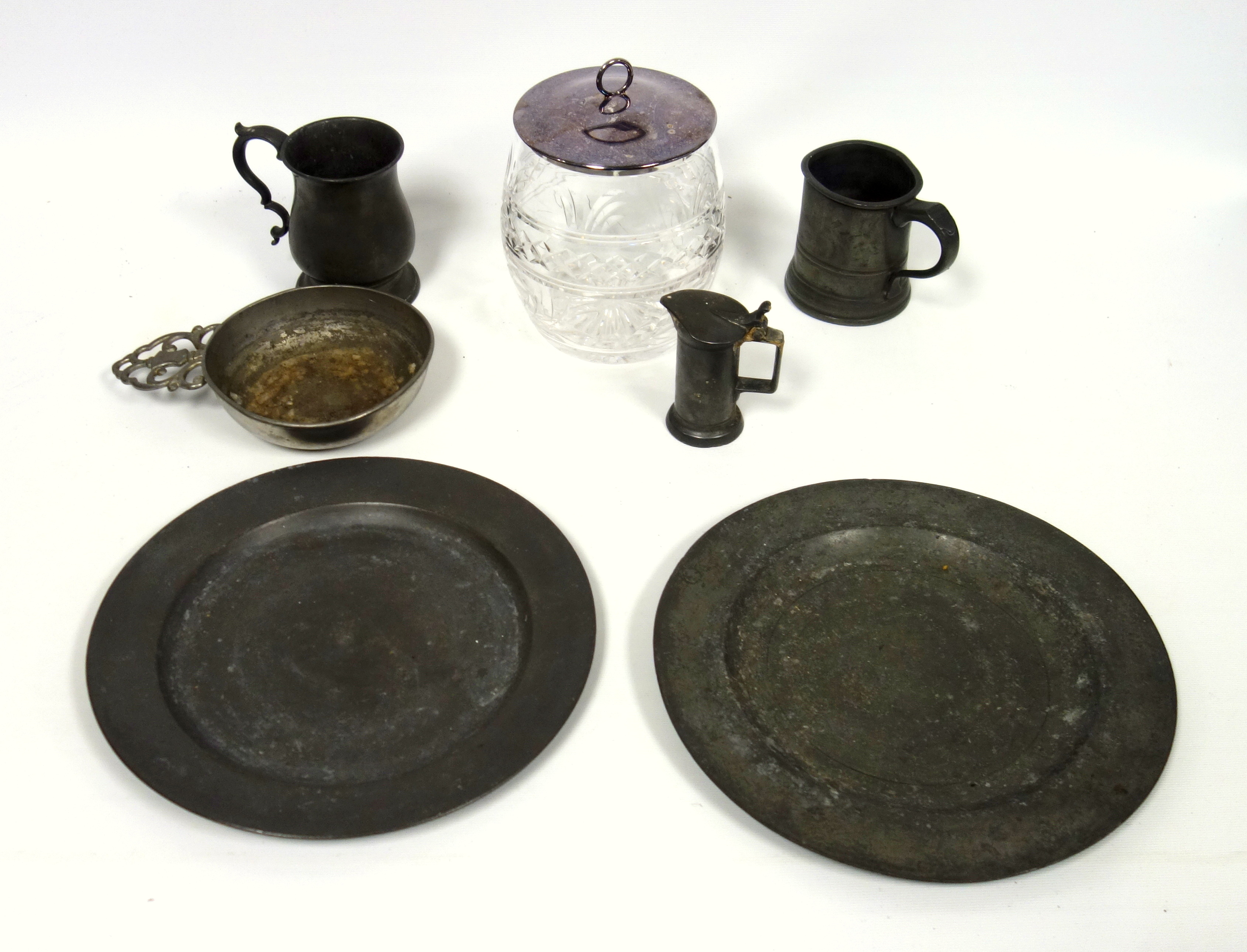 A quantity of silver plate and pewter items, including 2 meat skewers with Prince of Wales feathers, - Image 3 of 4