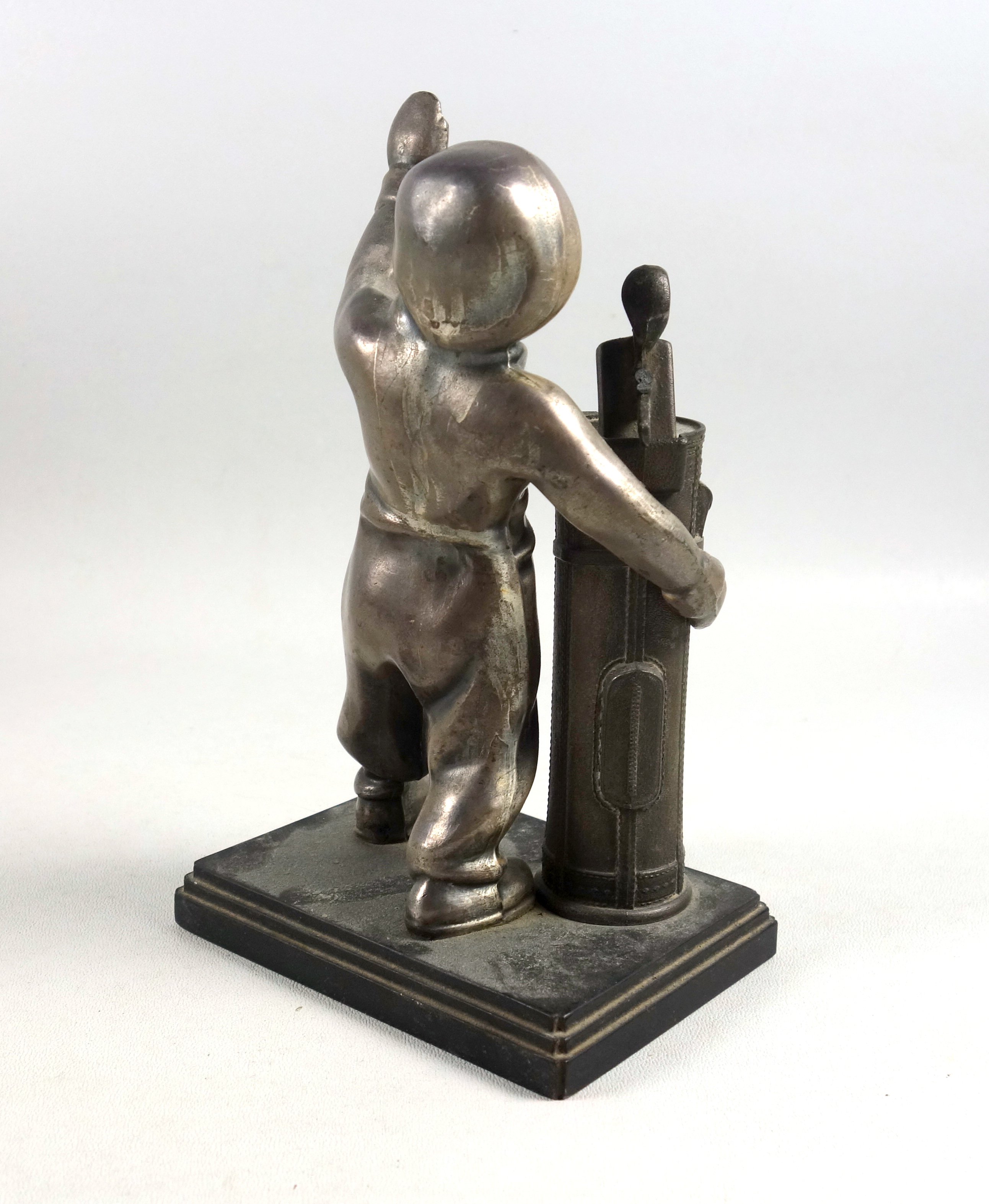 Pair of brass table lighters in the form of street lanterns, 24cm; a pewter table lighter in the - Image 3 of 4