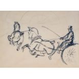 Lowes Dalbiac Luard (1872-1944) Coachman and Horses, pencil and ink sketch on paper, signed, 20.5