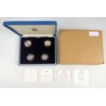 Elizabeth II Royal Mint £1 silver Proof Piedfort collection, 1999-2002, with C of As, cased and