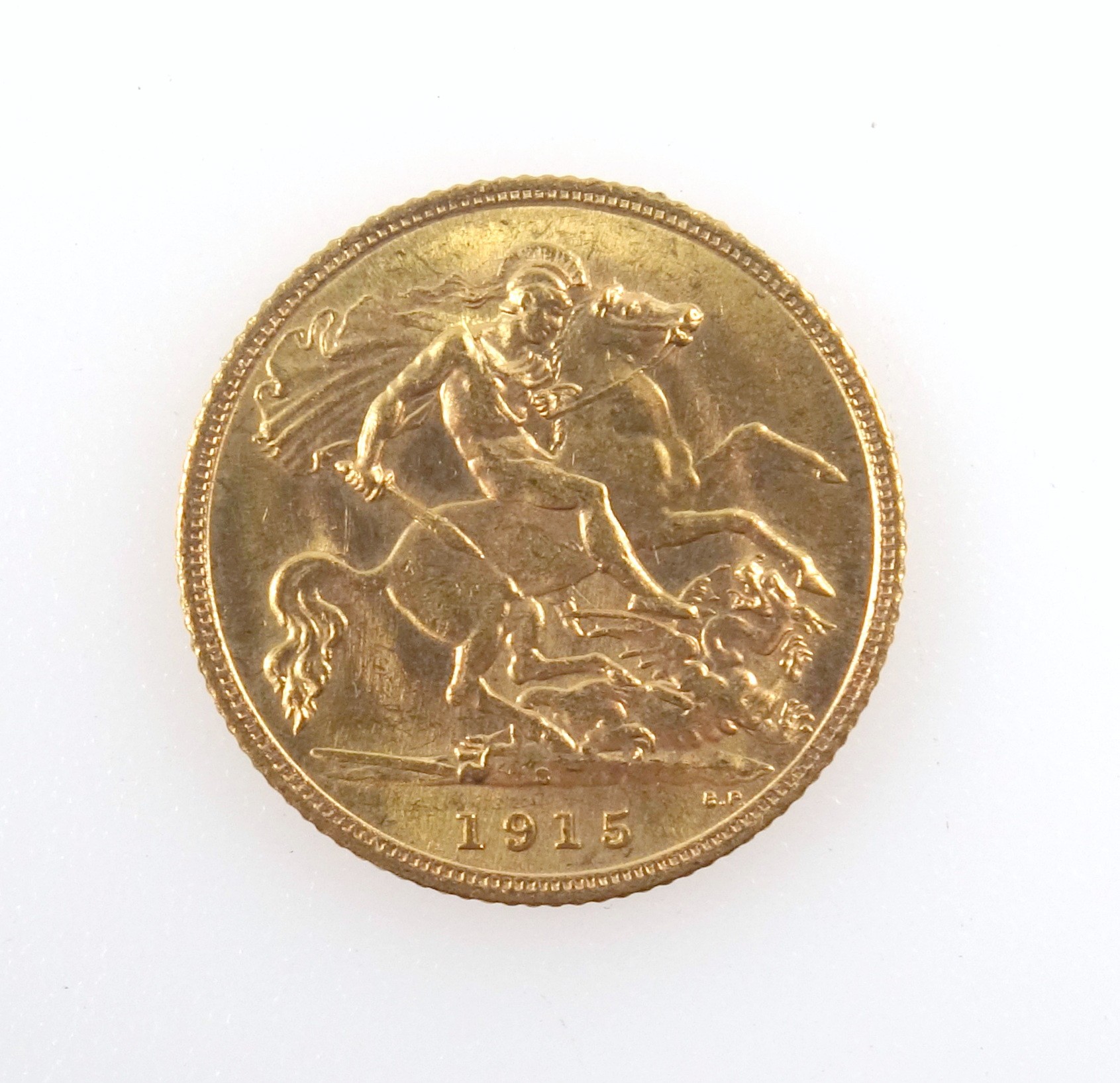 George V gold half sovereign, 1915, e.f., (slight edge defects) - Bild 2 aus 2