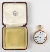 9ct gold pocket watch with a white enamelled circular dial inscribed "To the Admiralty, James