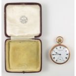 9ct gold pocket watch with a white enamelled circular dial inscribed "To the Admiralty, James