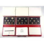 Elizabeth II Proof sets of coins, 1983-85 and from 1986-91, with C of As, in de luxe cases,