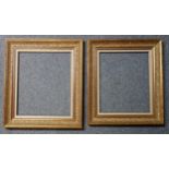 Pair of gilt wood frames, the smaller 50.2 x 61.3cm aperture, 73 x 84cm overall; the larger 54.2 x