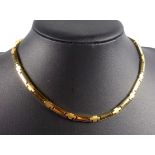 Gilt metal bar and cross link necklace, the clasp stamped "GF", L.42cm, 46grs
