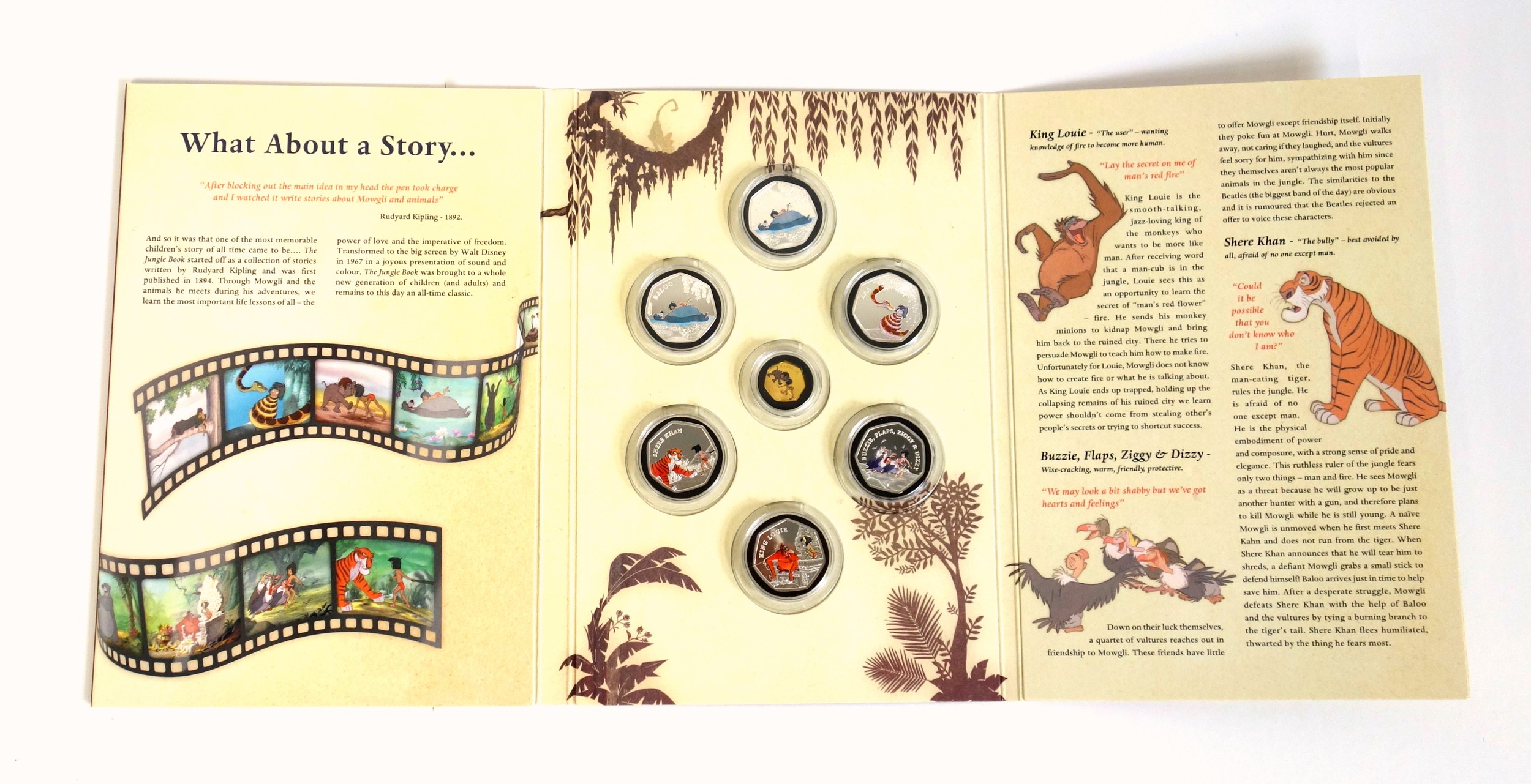 Bradford Exchange Disney Jungle Book containing 6 silver plated coins centred by a 24ct gold coin, - Image 2 of 2