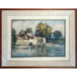 Alberto Cecconi (1897-1973) 'Pescaia Sull'Arno' (Weir on The Arno), oil on canvas, signed, 32 x 48cm