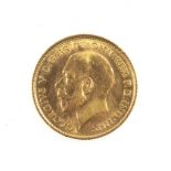 George V gold half sovereign, 1915, e.f., (slight edge defects)