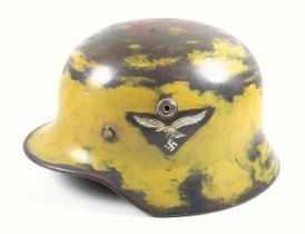 WW2 German Army ' Luftwaffe ' M35 pattern Stalhelm steel combat helmet. Two Luftwaffe decal emblems,