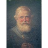 19th century English school, portrait of a bearded man with pipe, half length, oil on board,