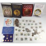 Royal Mint Proof set of coins, 1982, in card folder; uncirculated set, 2000, in card folder; First
