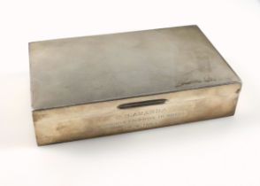 Silver Shell presentation rectangular cigarette box by Mappin & Webb, Birmingham, 1964, 14.5 x 8.7cm