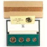 Elizabeth II gold Proof set of coins, £5 to half sovereign, 1980, unc., with C of A, in capsules