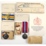 Pair of George V War and Victory medals award to Lt. W Hart, his Defence medal, 1945, with