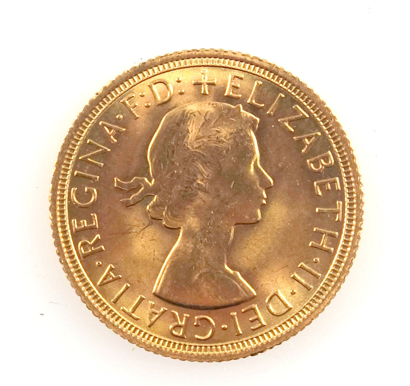 Elizabeth II gold sovereign, 1968, unc., (v. slight edge defects), cased