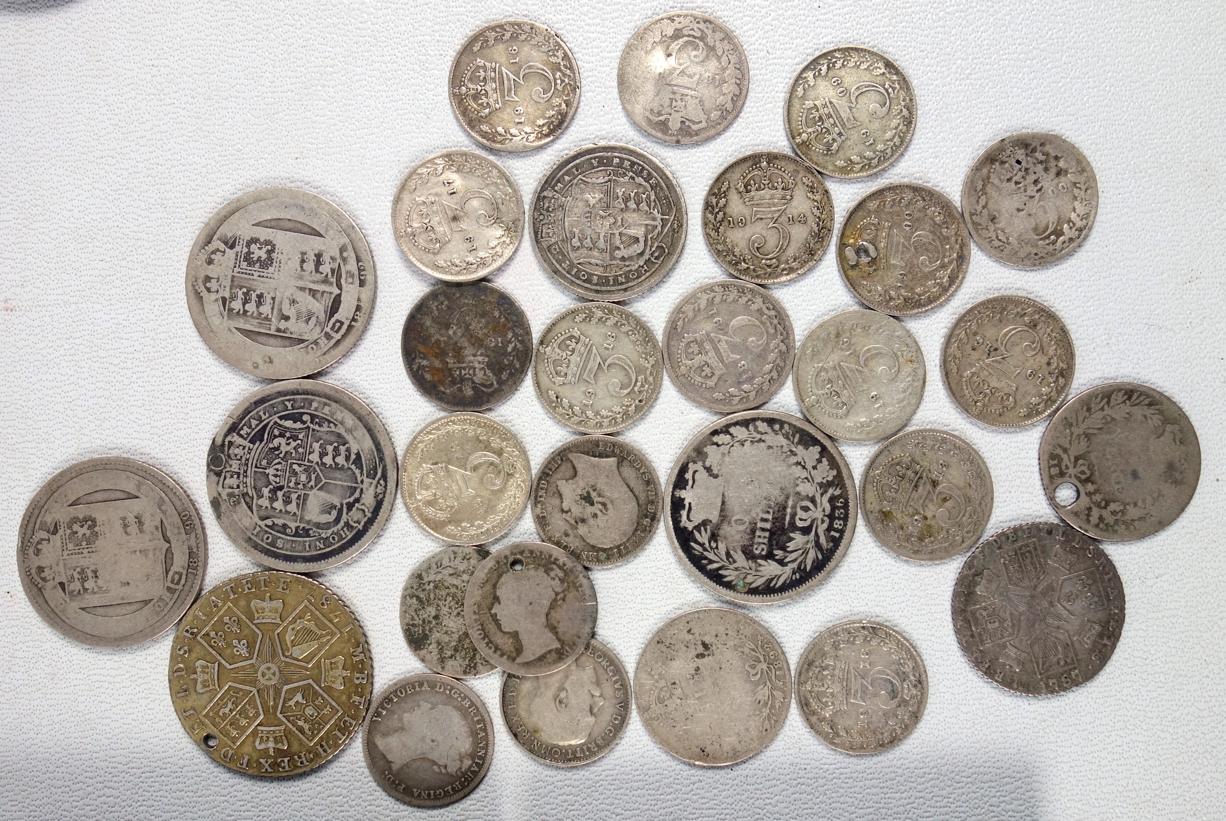 Edward I silver 1d, crowns 1819, 1821; double florin 1890; 1/2 crown 1816; shillings (5); 6ds (4); - Bild 5 aus 7
