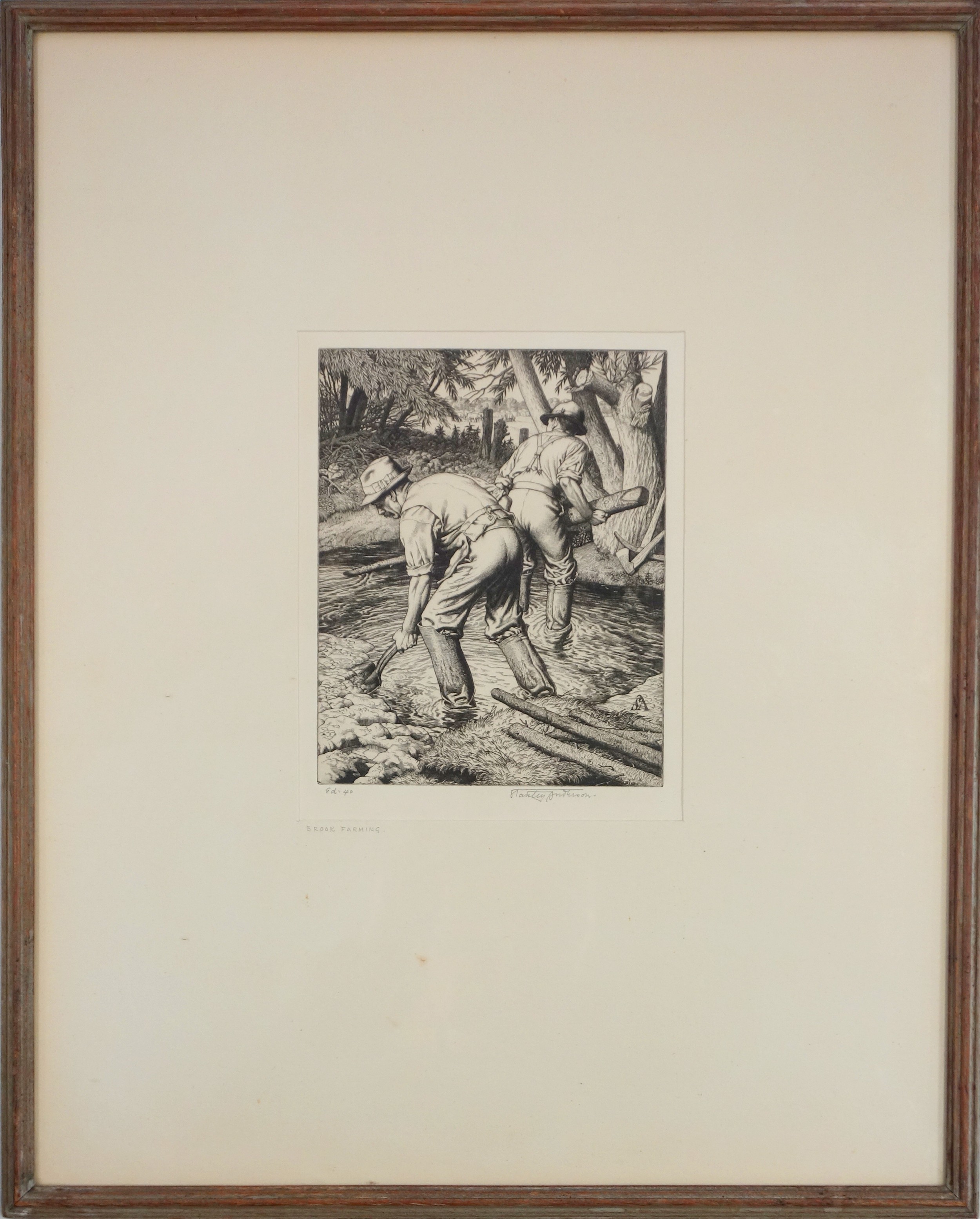 Stanley Anderson (1884-1966) 'Brook Farming', engraving, one of an edition of 40, signed, 21 x 16.