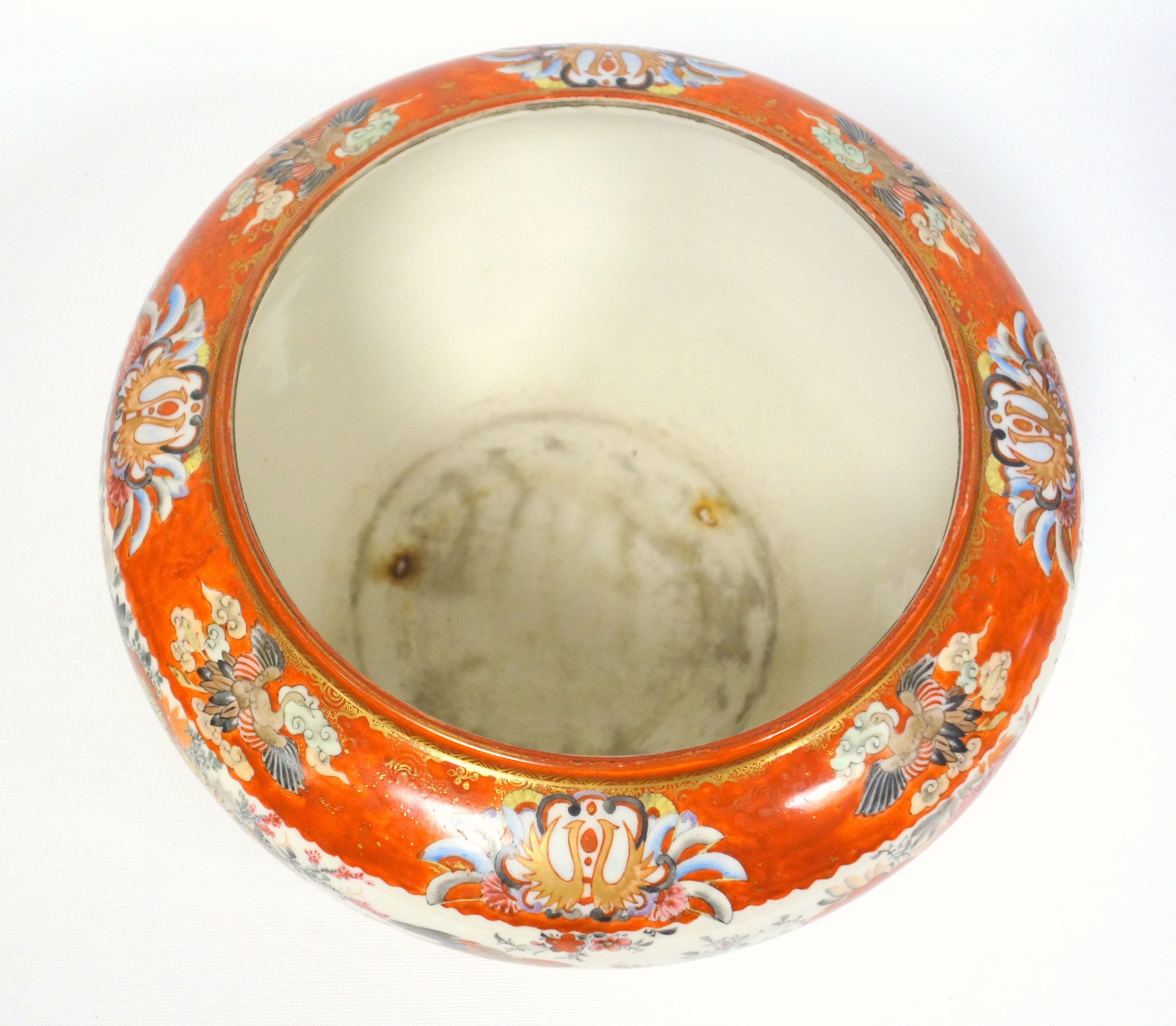 Late 19th century Japanese Kutani porcelain circular bowl painted with peacocks, other birds and - Image 5 of 7