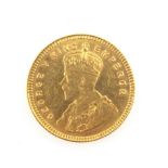 George V India gold 15 rupees, 1918, e.f., (die crack through 'o' of Emperor, slight defects)