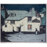 Sydney Lee (1866-1949) 'The Sloop Inn', colour woodcut, signed, 30 x 35.5cm