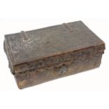18th Century Spanish colonial 'petaca' leather bound wood document box with embossed all-over