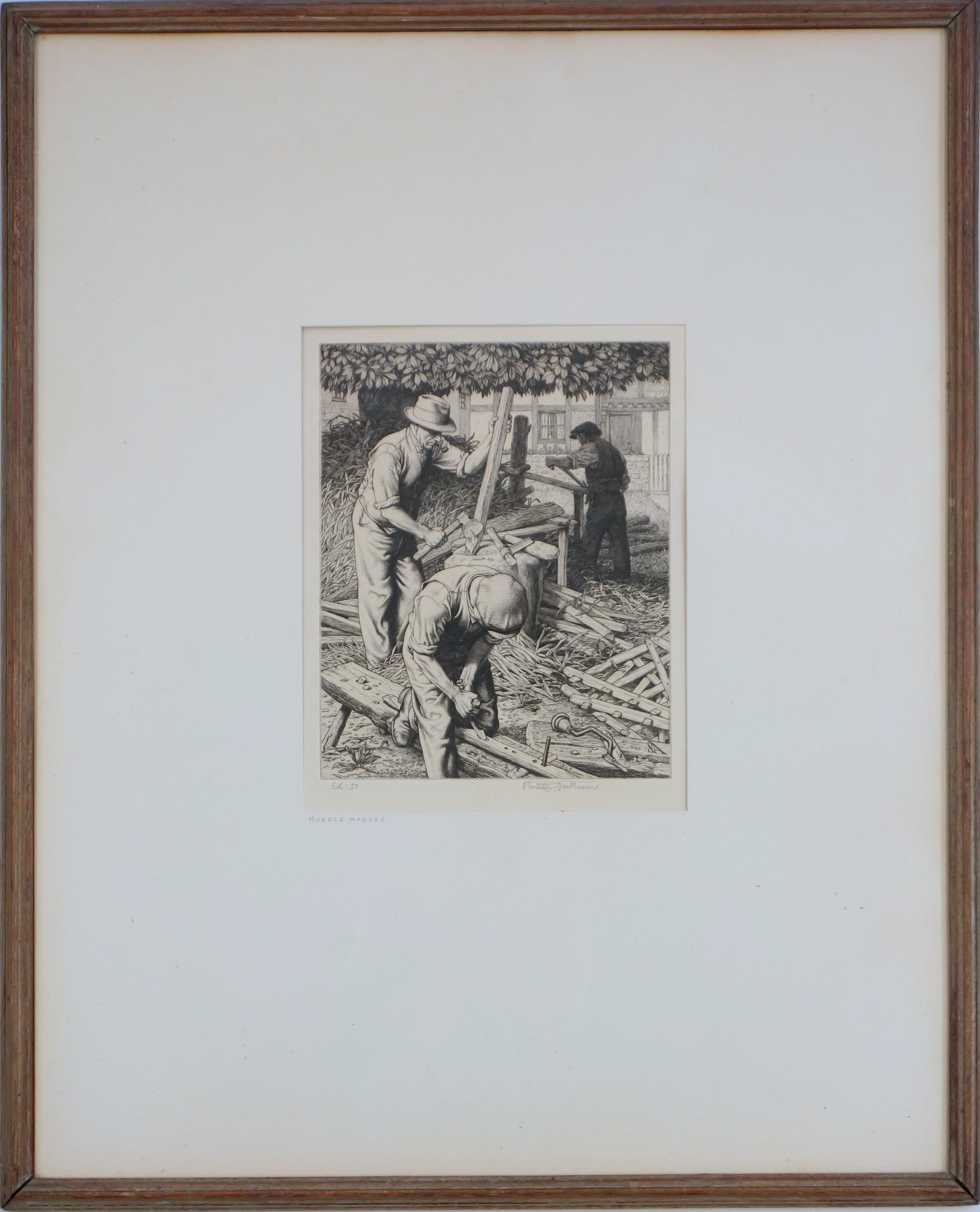 Stanley Anderson (1884-1966) 'Hurdle Makers', engraving, one of an edition of 50, signed, 21 x 16.