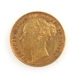 Victoria Young Head gold sovereign, 1876 M, e.f., (edge defects