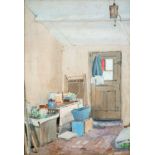 Hubert Furse (XX) kitchen scene, watercolour, signed and dated "'44", 36 x 25cm;