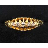 Edwardian 18ct gold ring with 5 diamonds in an open setting, gross 1.8grs, size 11