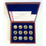 Windsor Mint Proof set of 24 gold plated with colour tableau Ships of the Royal Navy medals with C