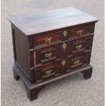Charles II oak chest, the moulded front with 3 long drawers, 85 x 93 x 56.5cm overall