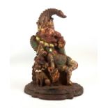 19th century painted cast iron door porter/stop in the form of Mr Punch, H.30.5cm
